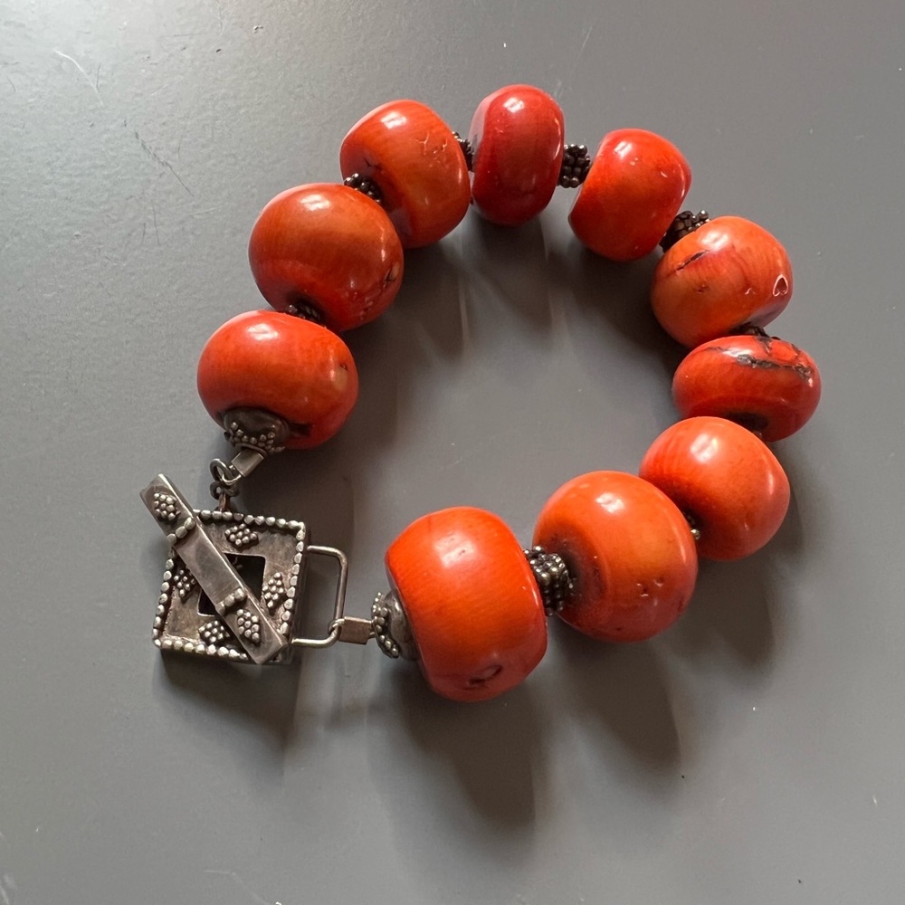 Bold Orange Beaded Bracelet